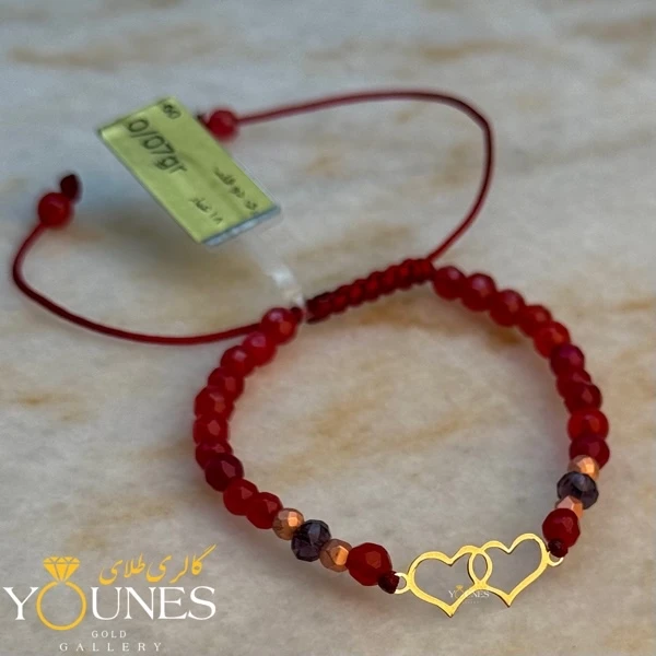 دستبند دوقلب لیزری طلا